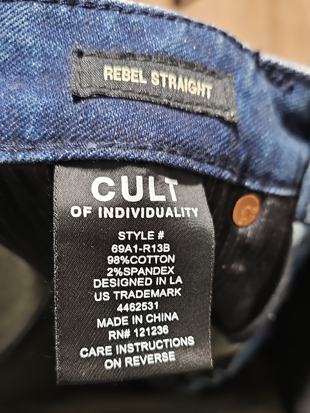 Cult of Individuality New York Rebel Straight Jeans Size 30x34 New - Picture 5 of 9